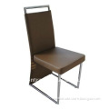 elegant leather and chrome metal dining chair